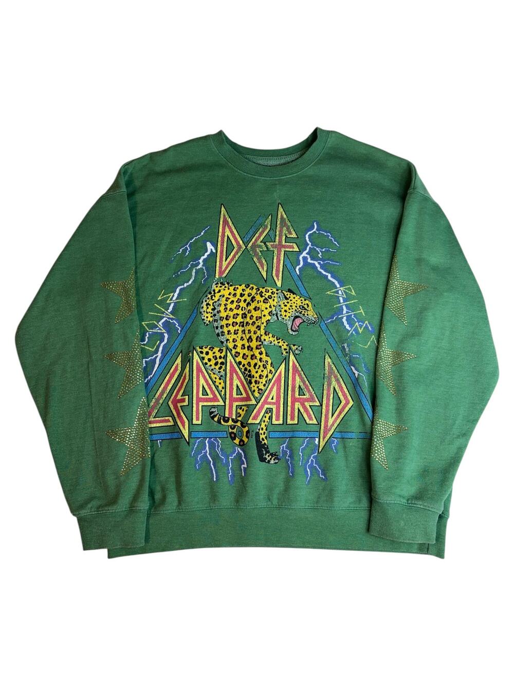 DEF LEPPARD SWEATSHIRT HARD ROCK GLAM LEOPARD LIGHTENING LOVE BITES GRAPHIC MED
